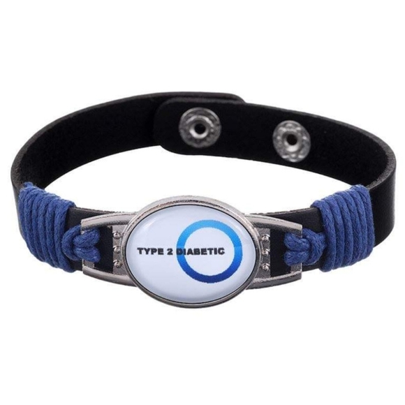 Type 1 or Type 2 Diabetic Adjustable Leather Bracelets - Picture 2 of 4